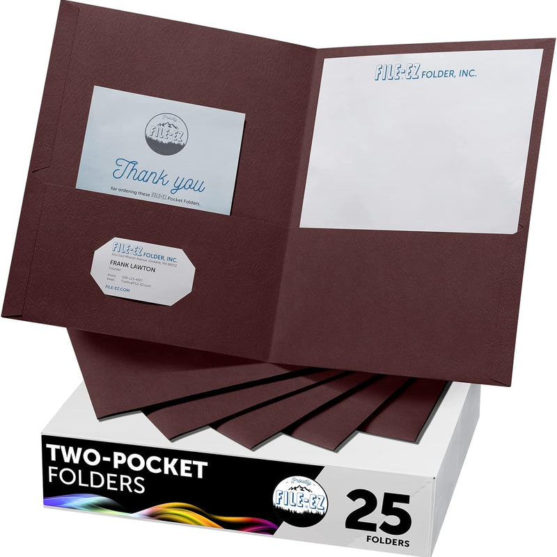 FILE-EZ Two-Pocket Folders, Navy Dark Blue, 25-Pack, Textured Paper, Letter Size (EZ-32523)