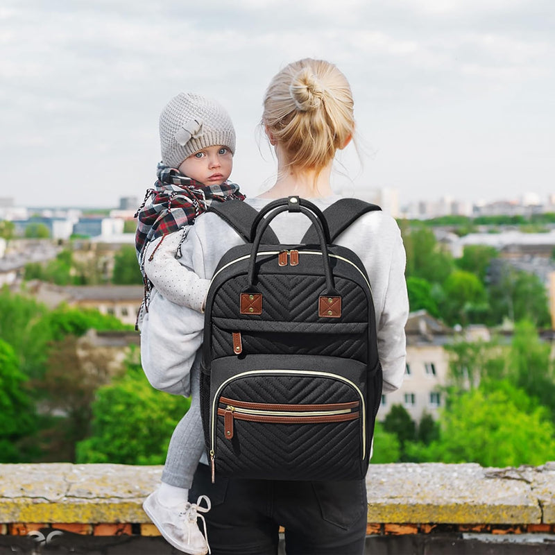 Tenot Diaper Bag Backpack for Women with Insulated Pockets Black | Large Capacity, Multifunctional, Waterproof, Travel Baby Diaper Bags for Mom,Dad,Baby Girl Boy