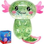Axolotl Squishy Glitter Stress Relief Toy, Stretchy Axolotls Stress Ball, Relief Squishy Toys, Fidget Toys for Kids Youth Adult, Salamander Gift for Party Birthday Christmas (Pink)