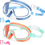 Seago Swim Goggles 2 Pack Anti-Fog Anti-UV Wide View Swimming Goggles for Kids 3-14