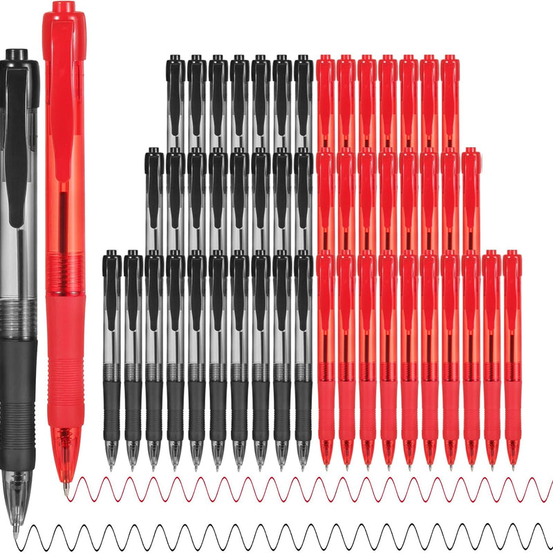 deegtran Pens Bulk, 50 Pack No Bleed Black Ink Click Pens with Soft Grip, Wholesale Retractable Ballpoint Pens for Office School, Medium Point Smooth 1.0MM