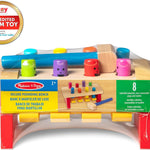 Melissa and Doug Deluxe Pounding Bench Wooden Preschool Learning Toy with Mallet, 10 inches, Ages 2+