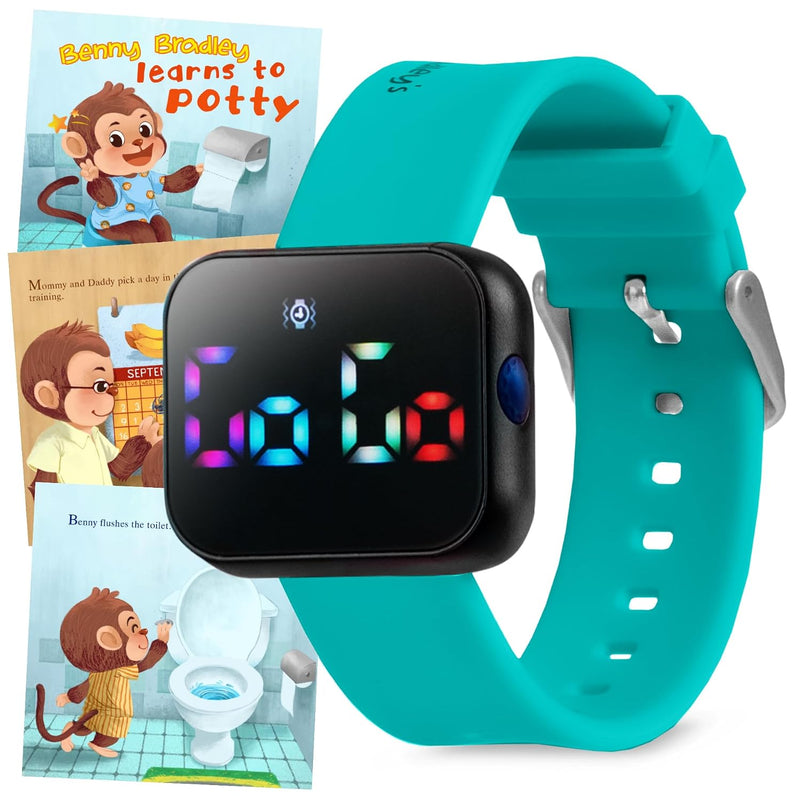 Potty Training Watch for Kids V2 – A Water Resistant Potty Reminder Device for Boys & Girls to Train Your Toddler with Fun/Musical & Vibration Interval Reminder with Potty Training eBook (Sky)