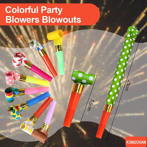 25pcs Party Blowers Set - Colourful Noisemakers for Birthday Parties, Weddings, and Graduations