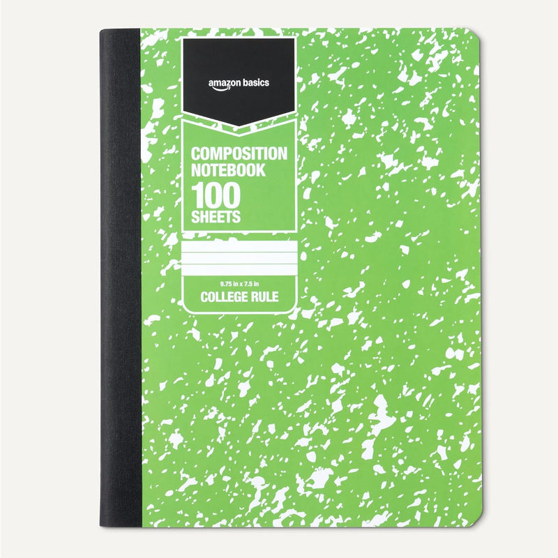 Amazon Basics Composition Notebook, College Ruled, 100 Sheets, 9.75" x 7.5", Assorted Marble Colors, 4-Pack