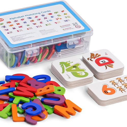 LiKee Wooden Alphabet Flash Cards and Puzzle for Preschool Educational Learning Games
