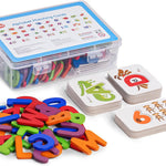 LiKee Wooden Alphabet Flash Cards and Puzzle for Preschool Educational Learning Games