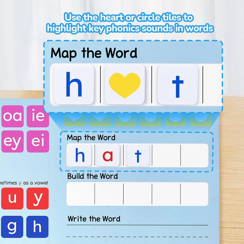 JoyCat 265 Phonics Magnetic Letter Tiles- Hooked on Phonics, ABC Reading Games Set with Word-Building Folder & Storage Case, Letter Sound Alphabet Letters, Preschool Pre k Classroom Materials
