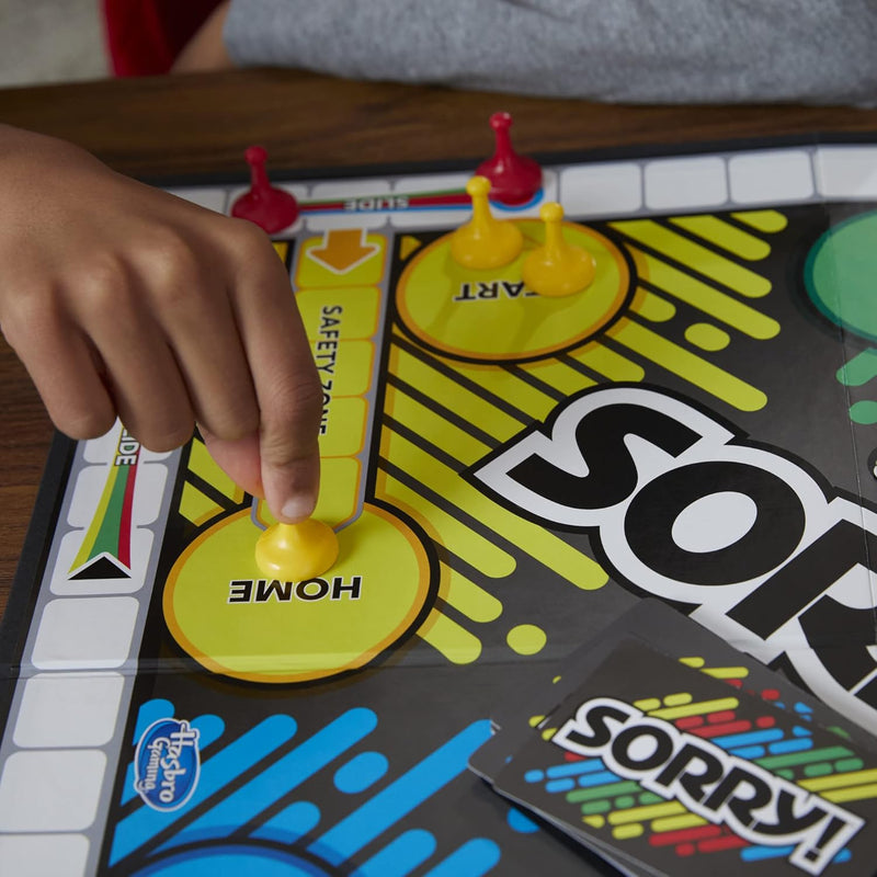 Classic Sorry! Hasbro Board Game for Kids Ages 6 and Up with 4 Pawns and Family Game Night Fun