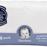 Gerber Unisex Baby Boys Girls Birdseye Prefold Cloth Diapers Multipack White 3-Ply 10 Pack