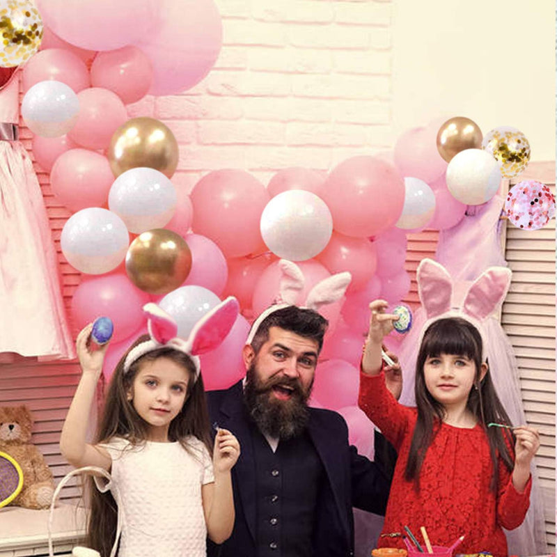 60Pcs Pink Gold Confetti Latex Balloons Kit for Engagement, Wedding, Baby Shower, or Girl Birthday Party Supplies