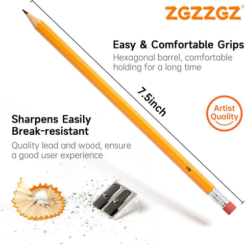 Wood-Cased #2 HB Pencils, 200 Pack Sharpened Yellow Pencils with Erasers, Bulk Pack Graphite Pencils for School and Teacher Supplies, Writing, Drawing and Sketching (200)