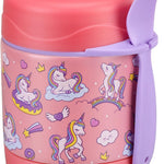 10oz Soup Thermo for Hot Food Kids Insulated Food Jar,Thermo Hot Food Lunch Container, Width Mouth Stainless Steel Lunch Box for Kids with Spoon (Pink-Cute Horse)