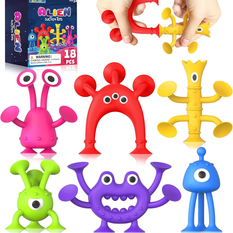 Baby Bath Toys: Suction Montessori Fidget Toys for Toddlers - Sensory Building Playset for Travel & Gifts