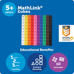 Learning Resources MathLink Cubes - 100-piece set for kids aged 5+ with STEM activities and math manipulatives