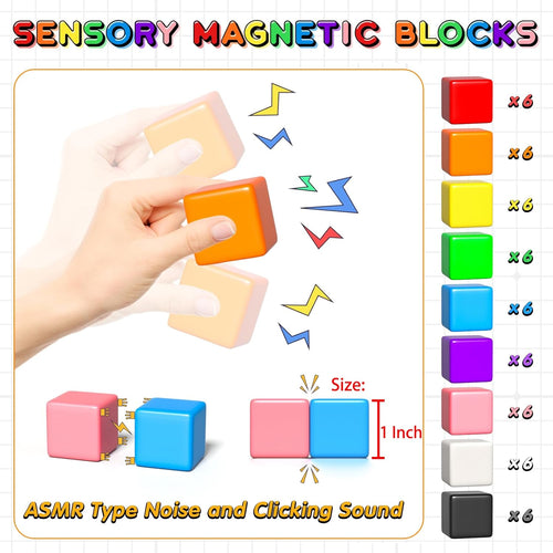 Apluses 54 PCS Magnetic Blocks, Magnetic Building Blocks for Toddlers 3+, Montessori Toys, Magnet Cubes, Preschool STEM Educational Sensory Magnet Toys for Kids Ages 3-5 Year Old Boys and Girls