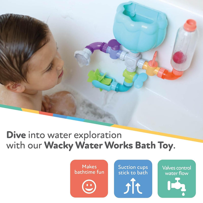 ToyTonix Wacky Water Pipes Interactive Bath Toy for Toddlers 18 Months Plus with Learning Experience