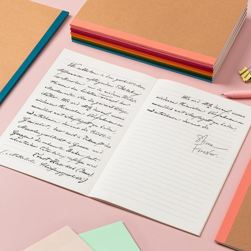 30 Pack Lined Notebook Journals Bulk, A5 College Ruled Composition Notebook, 8.3”x 5.5”,Kraft Cover with Rainbow Spines, 15 Colors 60 Pages for School Office Travel