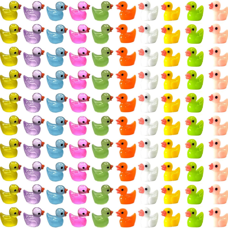 Cidinge 60 Pcs Mini Resin Ducks Luminous Tiny Ducks Miniature Duck Glow in The Dark for DIY Garden Dollhouse Duck Accessories Micro Landscape Aquarium Party Decor