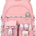 PRLINJSK Girls Backpack，Cute School Backpack for Girls Kids Teens，Kawaii Bookbag for Primary Elementary，Purple