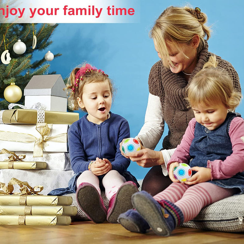 Vdealen Magic Rainbow Puzzle Ball, Fidget Ball Puzzle Brain Teaser Fidget Toy for Boys & Girls- Birthday Party Easter Valentines Christmas Stocking Stuffers for Kids Teen & Adults(Off White)
