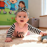 AMAWMW Newborn Baby Girl Little Sister Sleeper Gown Stripe Long Sleeve Nightgown Pajamas Gifts Stuff Essential Outfit