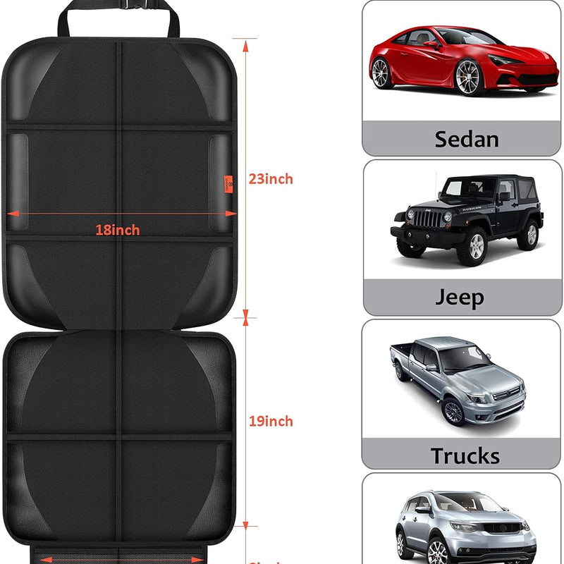 XHYANG Car Seat Protector,Auto Car Seat Protectors Baby Carseat Waterproof & Durable 600D Fabric for Child Baby Car Seat Mat Vehicle Pet Cover 2 Storage Pockets (2 Pack)
