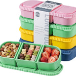 3 Pack Silicone Reusable Snack Containers with Lids - 8 oz Double Compartment Snackle Box for Kids & Adults, BPA-Free & Leakproof, Small for Dressing, Snacks, School, Office, Picnic