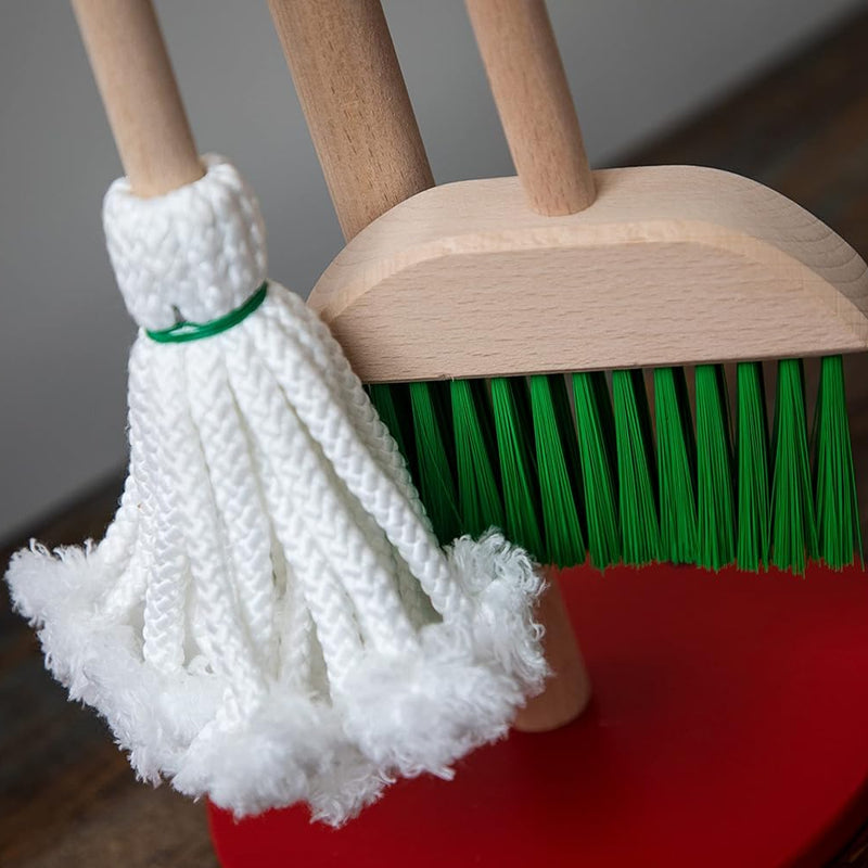 JustForKids Wooden Detachable Kids Cleaning Set - 6 Piece STEM Housekeeping Kit For Toddlers Girls & Boys