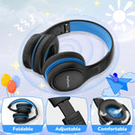 JoySpark Kids Bluetooth Headphones, 60 Hours Playtime, Bluetooth 5.4 Kids Headphones Wireless, Type-C Fast Charging, 85/94dB Volume Limited, Foldable Toddler Wireless Headsets with Mic-Black Blue