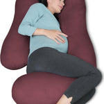 MOON PARK Pregnancy Pillows for Sleeping - U Shaped Full Body Maternity Pillow with Removable Cover - Support for Back, Legs, Belly, Hips - 57 Inch - Grey - Cooling Cover