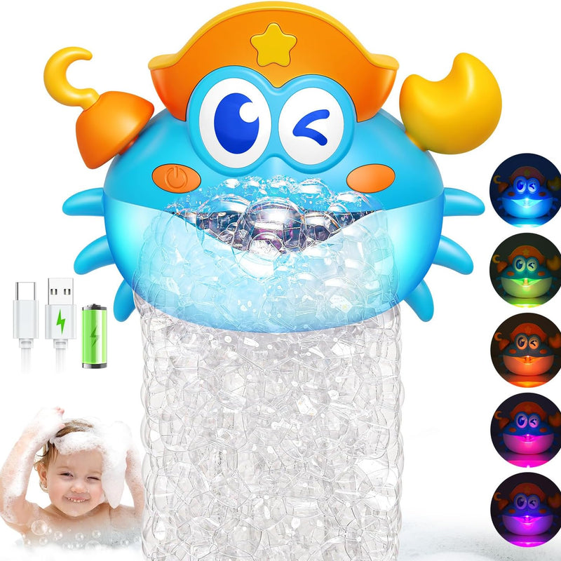 Bath Toys,Light Up Baby Bath Toys Bath Bubble Machine with Colourful RGB Light Great Birthday for Toddler Boys and Girls Tub Toy for Kids Ages 1-3 4-8