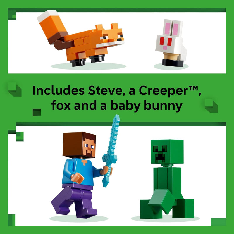 LEGO Minecraft Steve's Taiga Adventure building toy for kids aged 6+, 2 minifigures & 2 animals, gift idea for birthdays