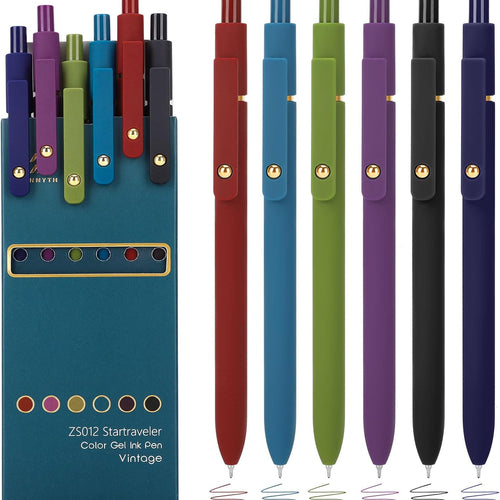 Ddaowanx Colorful Gel Pens, 0.5mm Fine Point Retractable,Multi Colored Pens for Journaling and Sketching,School Supplies,Stuffers for Teens, Gifts for Women (6Pcs-Vintage Colors)