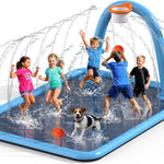 Splash Pad for Kids & Dogs, Large Sprinkler Pad Water Toys with Basketball Hoop, Thickened Non-Slip Splash Mat, Foldable Play Pool & Outdoor Summer Toys Ages 4-12 (102" Splash Pad)
