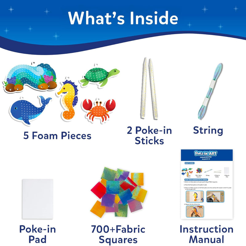 Skillmatics Poke-in Art – Underwater Animals, Wood Craft Kit, Gift for Kids | DIY Mess-Free Fun, Sea Animals, Fine Motor Skills, Screen-Free, Travel Activity, Boys & Girls Ages 4, 5, 6, 7, 8, 9