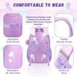 PIG PIG GIRL Kids Backpack for Girls - School Bags for Middle School Students - Book Bag for Elementary Primary - Kawaii Ita Backpack - Purple