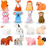 xy-wq bath toys no hole for infants 6-12 toddlers 1-3 8 pcs animal Ⅱ set with mesh bag