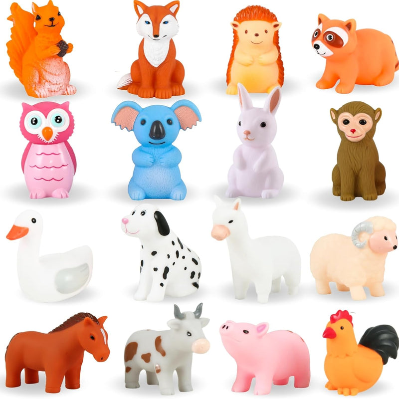 xy-wq bath toys no hole for infants 6-12 toddlers 1-3 8 pcs animal Ⅱ set with mesh bag