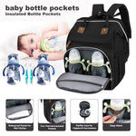 Diaper Bag Backpack, Large Baby Bag with Changing Pad, Thick Padded Back & Straps, Laptop Compartment, Waterproof Travel Backpack with USB Port, Multi-Function for Mom & Dad, Black
