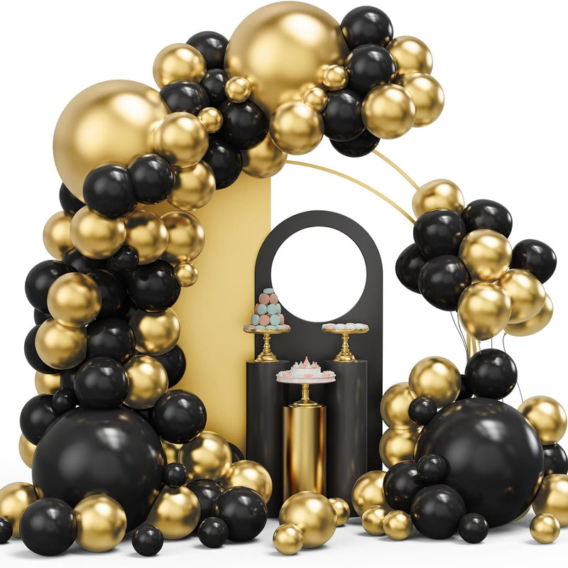 Black Gold Balloons Garland Arch Kit 134pcs Different Size Party Decorations Supplies