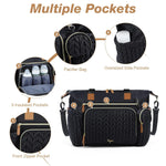 Diaper Bag Tote, Large Baby Hospital Bag for Labor Delivery Mom | Travel Diaper Tote with Changing Pad, Pacifier Case, Insulated Pockets, Luggage Sleeve, Shoulder Strap, Quilted Black