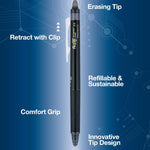 Pilot FriXion Synergy Clicker Erasable, Refillable, Retractable Gel Ink Pens, Extra Fine Point 0.5 mm, Pack of 5, Black Ink, FriXion Erasable Pens 0.5 - Ideal for School & Office Writing