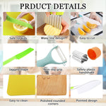 RISICULIS Kids Kitchen Knife, Montessori Kitchen Knife Set for Toddlers | 11Pcs Kids Safe Knife Set for Real Cooking with Wood Plastic Knives Kids Cutting Board, Montessori Gifts for Boys Girls