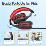 EarFun Wired Kids Headphones with Microphone, 85/94dB Volume Limit, Portable Foldable Headset for School/Tablet/iPad
