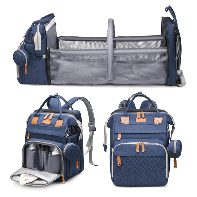 Jeryswet Baby Diaper Bags with Changing Station, Waterproof Large Capacity Diaper Bag Backpack for Moms Dads with USB Charging Port and Stroller Straps, Baby Shower Gifts, Grey