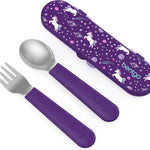 Bentgo Kids Stainless Steel Utensil Set - Reusable Fork, Spoon & Storage Case, PFAS- & BPA-Free, Easy-Grip Handles, Lightweight, Dishwasher Safe, School Lunch, Travel & Outdoors (Blue)