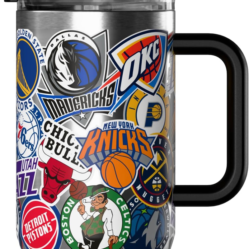 Hydrapeak NBA Officially Licensed All-Team Sticker Print Logo 20oz Kids Water Bottle, Straw Lid & Handle, Insulated Sports Bottle for Sports, Camp, School & Everyday Adventures