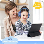 bywulanda upgrade usb type c kids headphones for safe volume limited kids school headphones dark blue