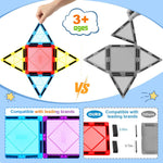 Magnetic Tiles 100PCS Kids Toys - Magnetic Building Blocks STEM Magnet Building Set Preschool Learning Magnet Toys for Kids Ages 3-5 4-8, Sensory Montessori Toy for Toddlers 3+ Year Old Boys Girls